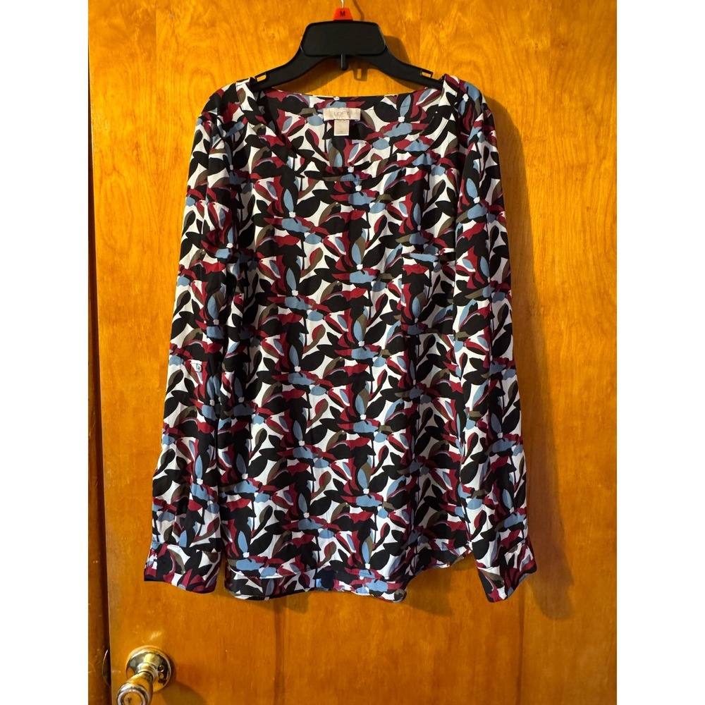 LOFT Outlet Floral Print Long Sleeve Blouse Top Button Cuff Career Casual